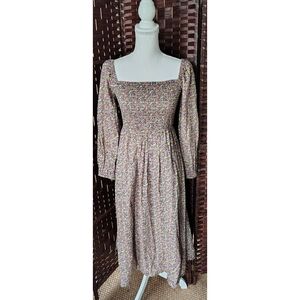 J. Crew Liberty Fabric Floral Maxi Dress M Busy Izzy Puff Sleeve Smocked Boho